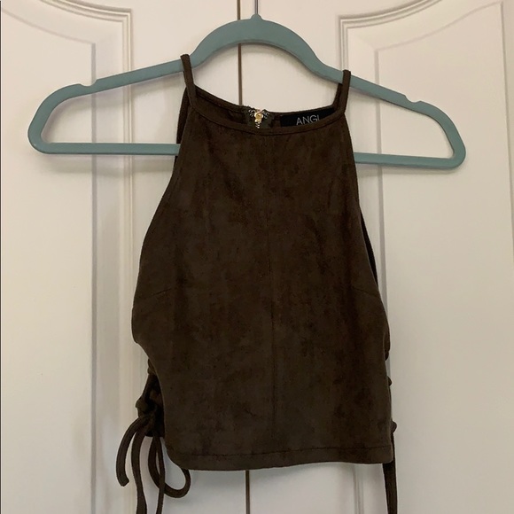 ANGL Tops - NWOT ANGL Olive Crop Top Size S
